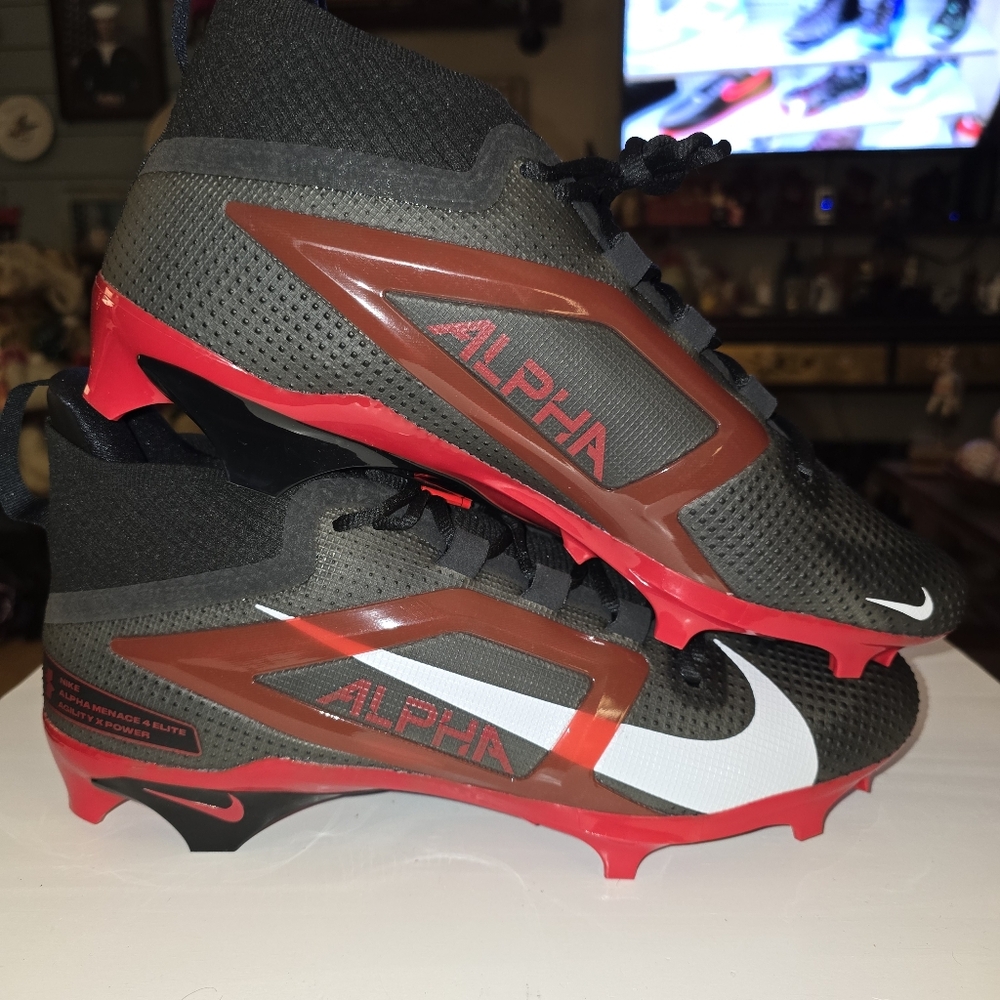NEW! Nike Alpha Menace Pro 3 Black Red Football Cleats Men's Size 13
